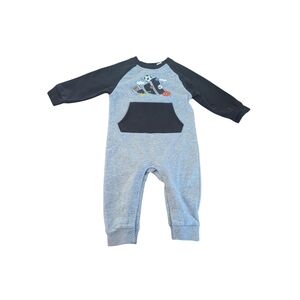 EUC Adidas Baby Boy 12 Month Sports Coverall Gray Black Logo